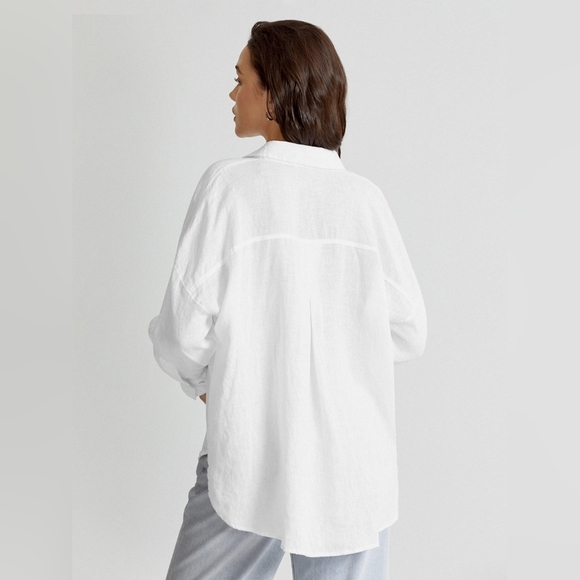 Drop Shoulder Relaxed Fit Linen Button Up Shirt - Picture 5 of 8